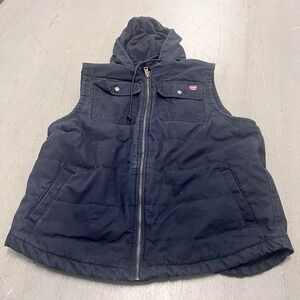 Wrangler Workwear Black Hooded Vest Men's Size XXL Utility Zip Front Outerwear
